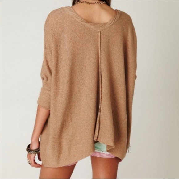 FREE PEOPLE Camel Knit Oversized Sweater - Picture 2 of 12